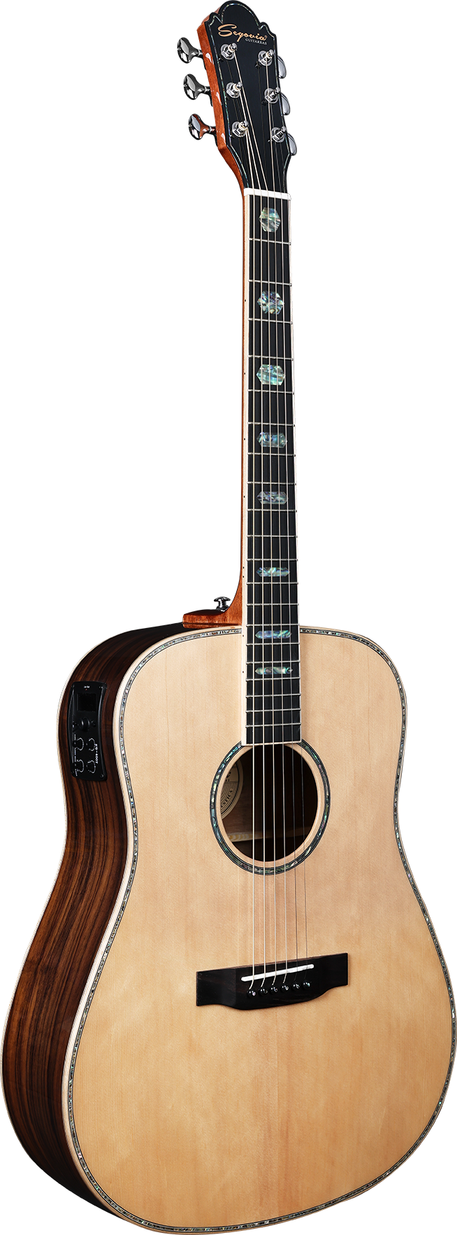 Guitarra Texana Electroacústica Segovia SGFM18SE Tapa Sólida Con Afinador