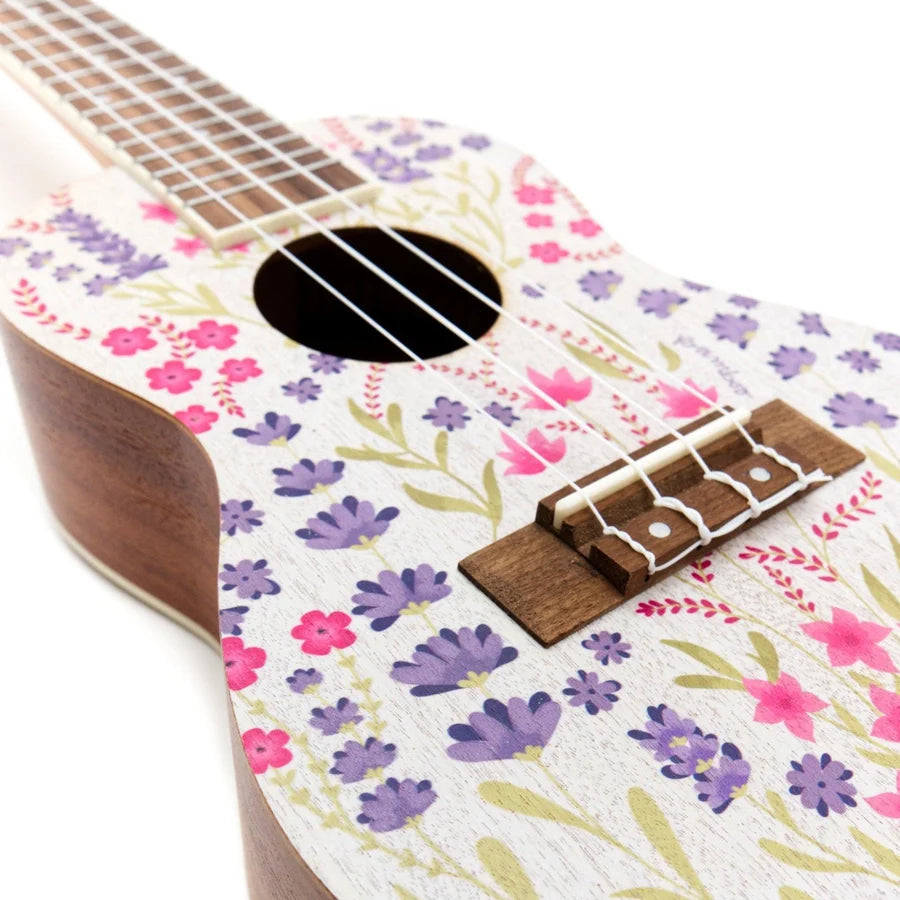 Ukelele Concierto de Sapele Lavanda con Funda
