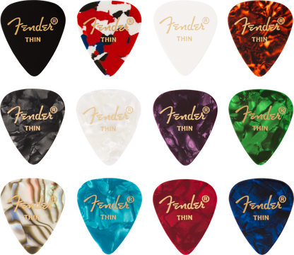 Paquete de Puas Fender Medley de Celuloide de 12 Unidades Thin
