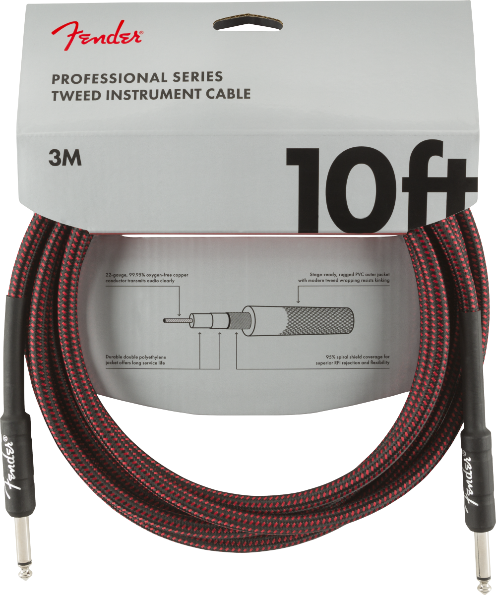 Cable para Instrumento Fender Texturizado Profesional Series 3m Rojo
