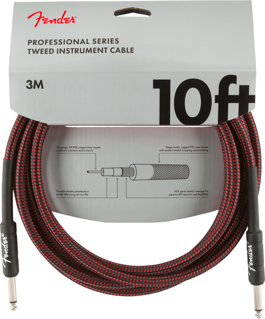 Cable para Instrumento Fender Texturizado Profesional Series 3m Rojo