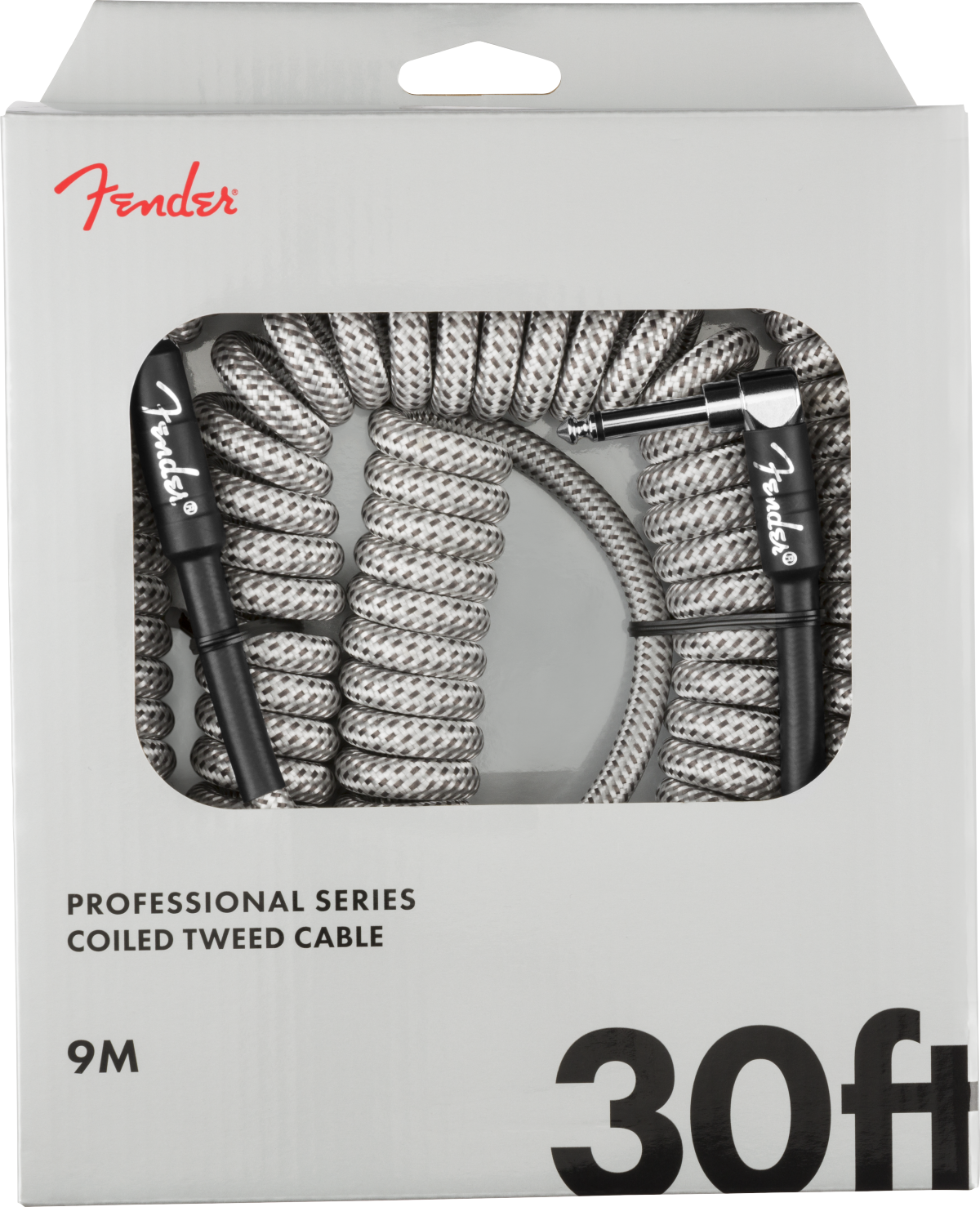 Cable Fender en Espiral Serie Professional, Tweed Blanco, 30 ' 9m.