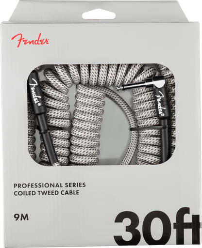 Cable Fender en Espiral Serie Professional, Tweed Blanco, 30 ' 9m.