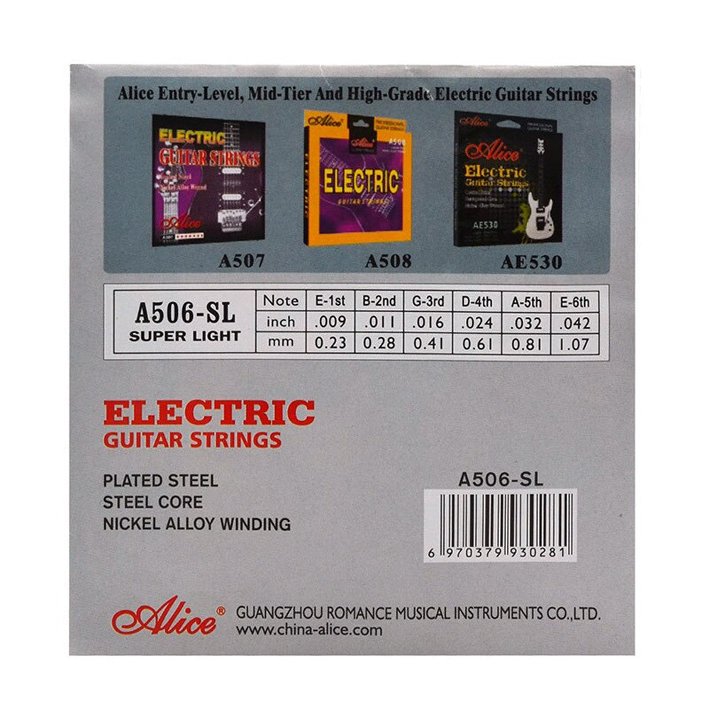 Juego de Cuerdas Guitarra Eléctrica .009-.042 Super Light Alice