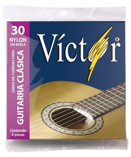 Encordadura Guitarra Victor Nylon Negro Sin Borla