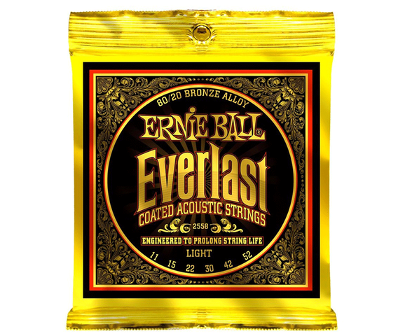Encordadura Ernie Ball ''everlast Coated Light'' para Guitarra Acustica (bronce, 0.011-0.052)