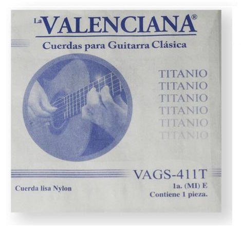 Paquete de 6 Cuerdas La Valenciana Guitarra Clásica 1a Nylon Titanio