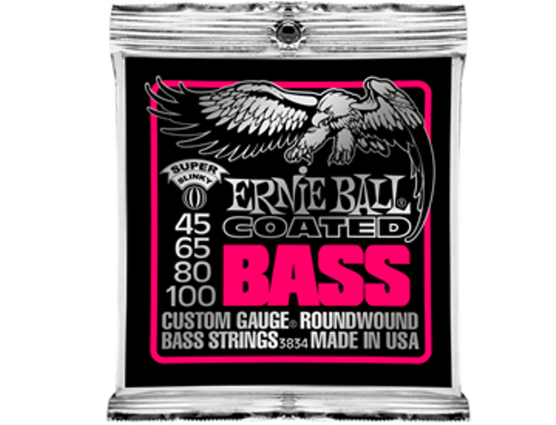 Encordadura Ernie Ball Coated Super Slinky Bajo Eléctrico Níquel .045-.100