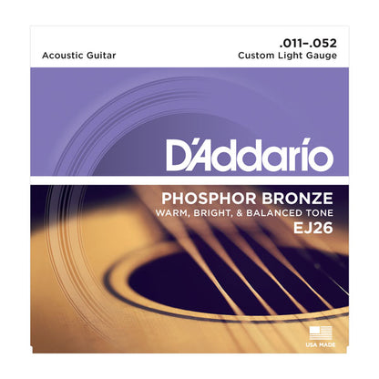 Encordadura D'Addario EJ-26 Guitarra Acústica Fósforo Bronce