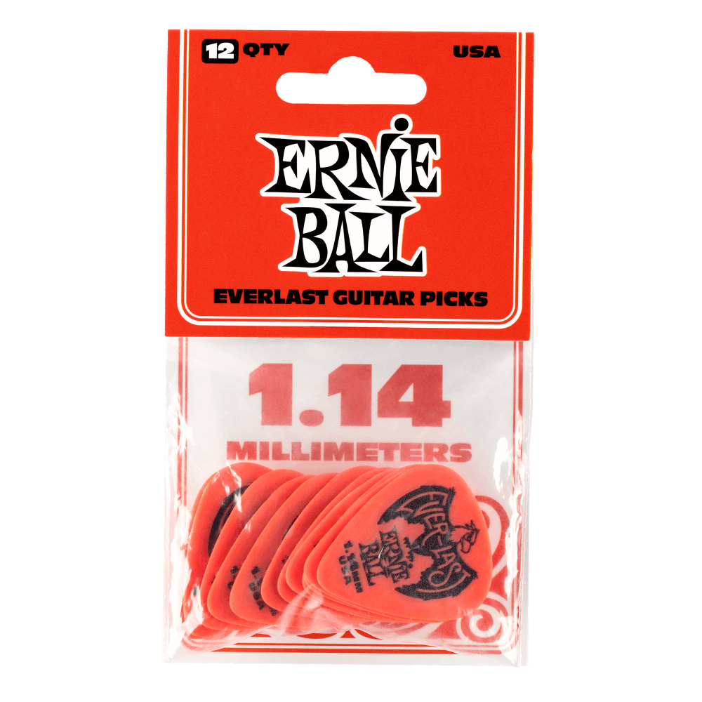 Puas para Guitarra Ernie Ball Everlast Nylon .1.14 Mm Rojo Pardo Paquete de 12 Pzas