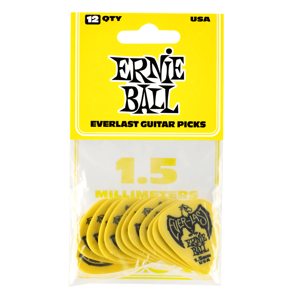 Puas para Guitarra Ernie Ball Everlast Nylon 1.5 Mm Amarillo Paquete de 12 Pzas 9195