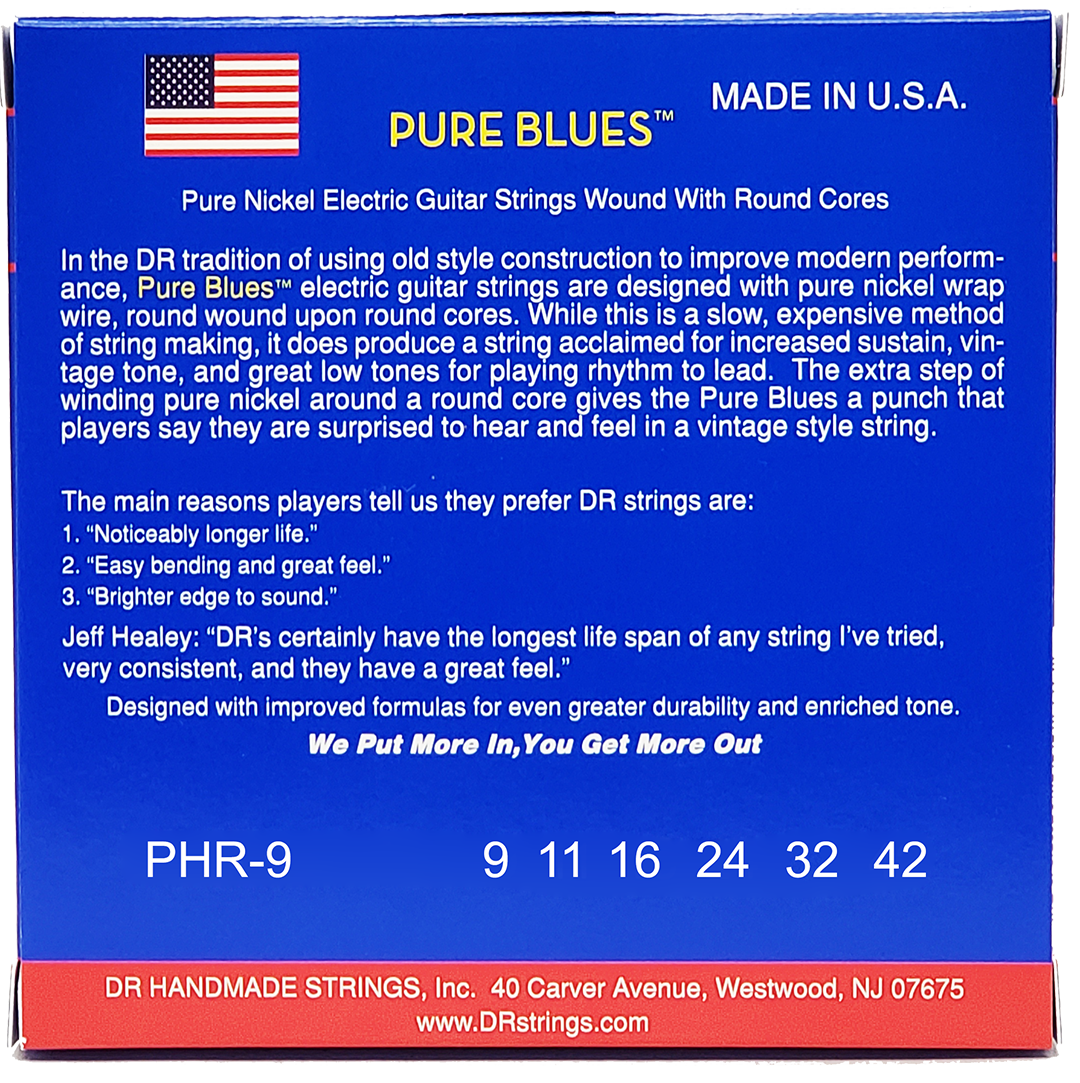 Juego de Cuerdas DR Pure Blues Guitarra Eléctrica .009-.042 Light