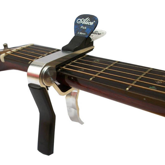 Capo para Guitarra Acústica Alice Plateado Con Portapúas