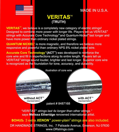 Juego de Cuerdas DR Veritas para Guitarra Eléctrica Light .009-.042