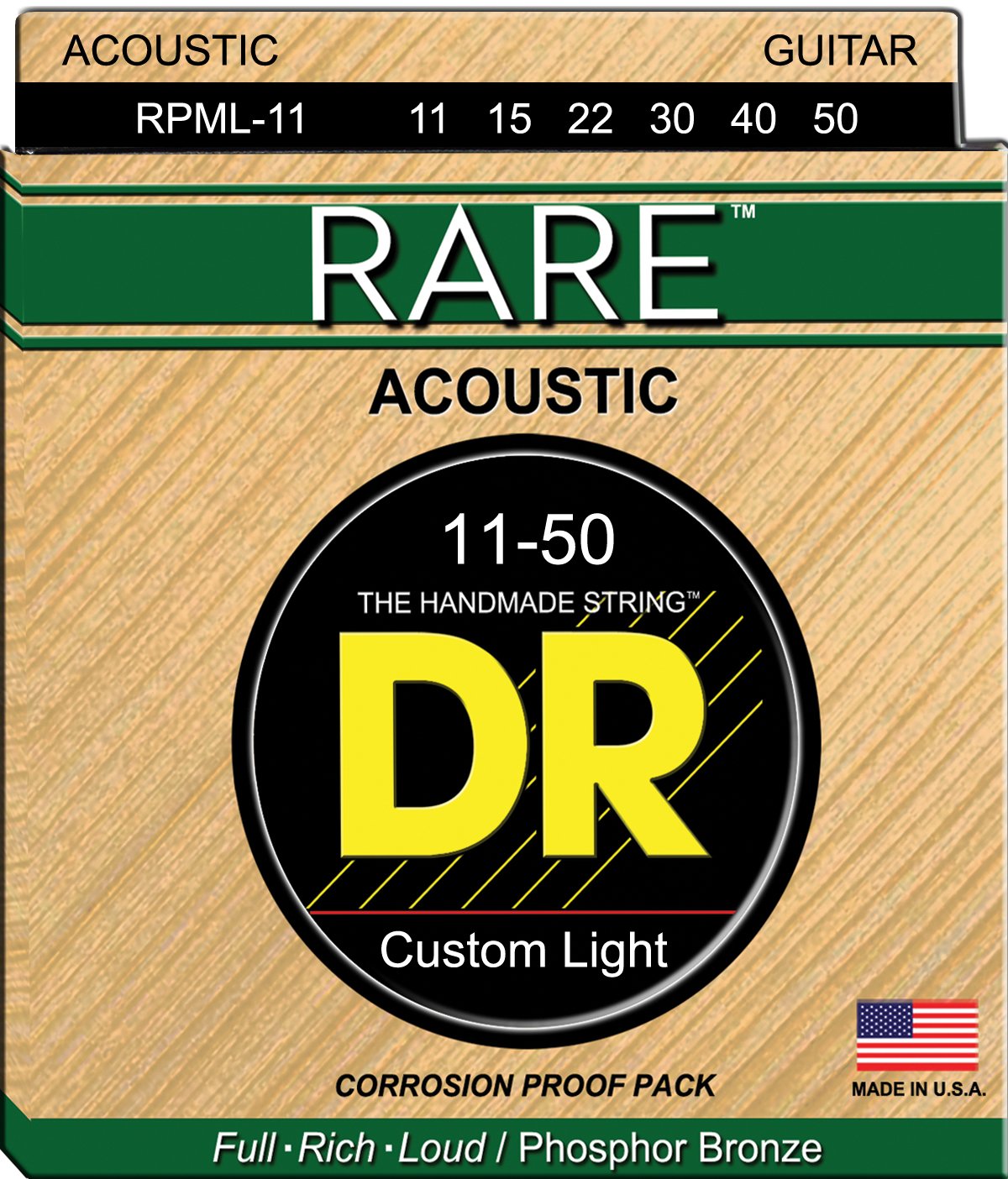 Juego de Cuerdas DR Rare para Guitarra Electroacústica Custom .011-.050