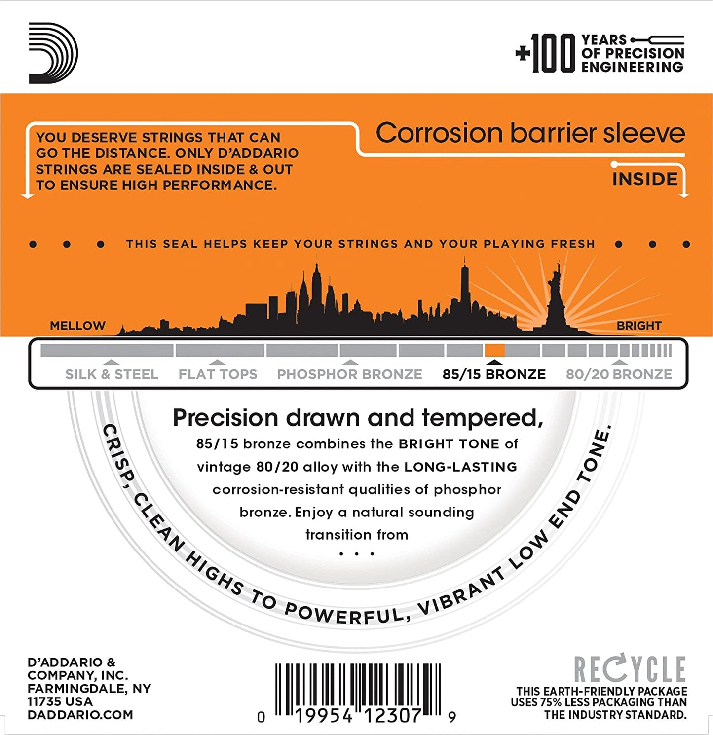 Encordadura D'Addario EZ-900 Guitarra Acústica Bronce 85/15 .010-.050