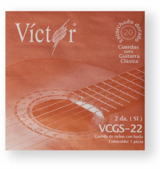 Paquete 6 Cuerdas Guitarra Clásica Victor Nylon Negro 2a