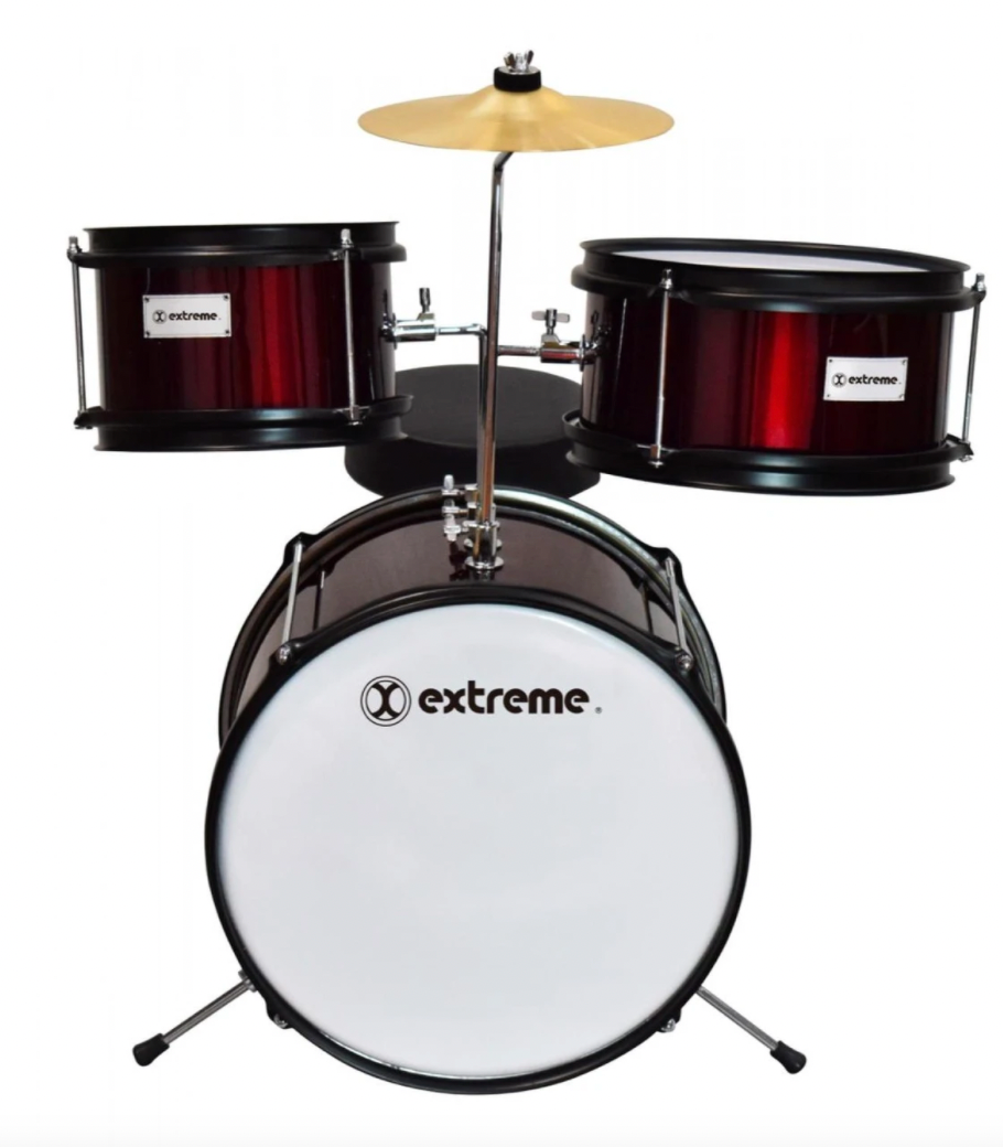 Bateria Kinder 3 Piezas con Banco y Pedal Extreme Vino