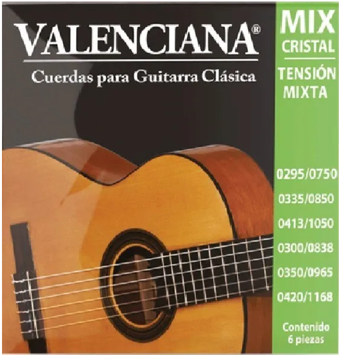 Encordadura La Valenciana Guitarra Clásica Nylon Tensión Mixta Cristal