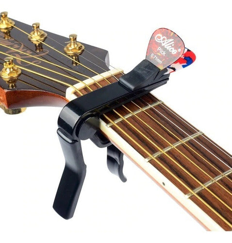 Capo P/guitarra Acustica Negro Alice con Portapuas