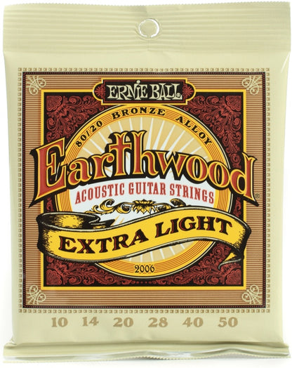 Encordadura Ernie Ball Guitarra Acústica Earthwood Extra Light Bronce 80/20