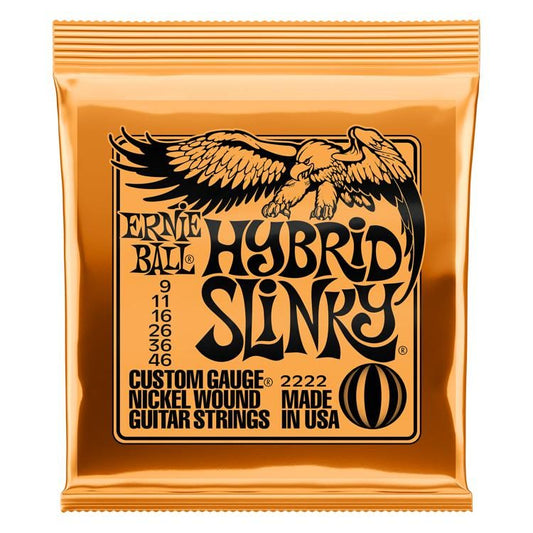Encordadura Ernie Ball Guitarra Eléctrica Hybrid Slinky Naranja .009-.046 2222