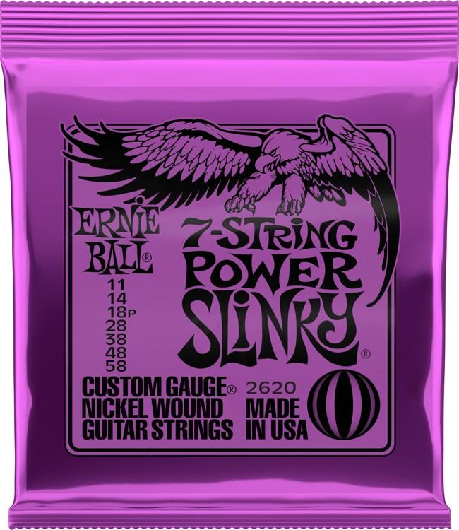 Encordadura Ernie Ball Guitarra Eléctrica Power Slinky 7 Cuerdas .011-.058 2620