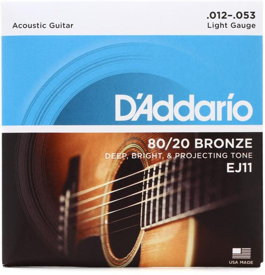 Encordadura D'Addario EJ-11 Guitarra Acústica Bronce 80/20 .012-.053