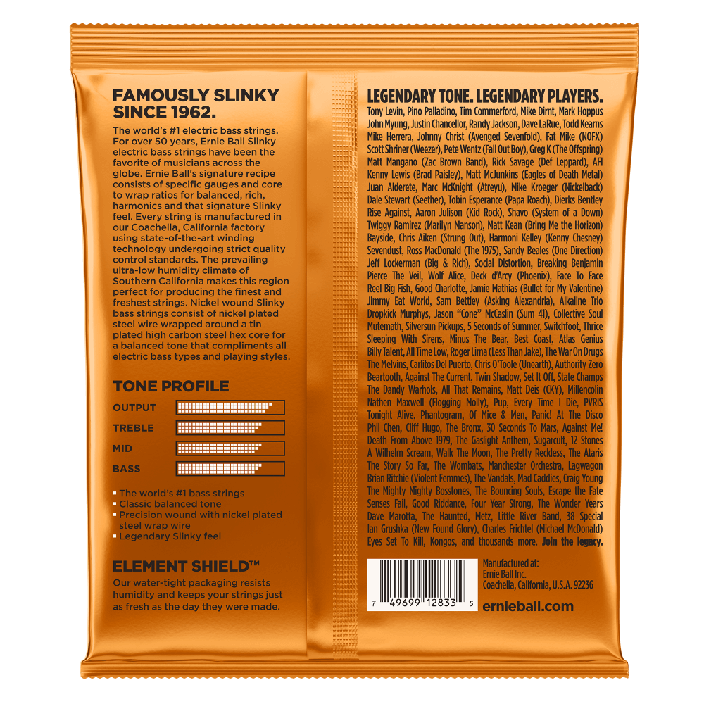 Cuerdas Ernie Ball Hybrid Slinky para bajo Electrico 4 Cdas
