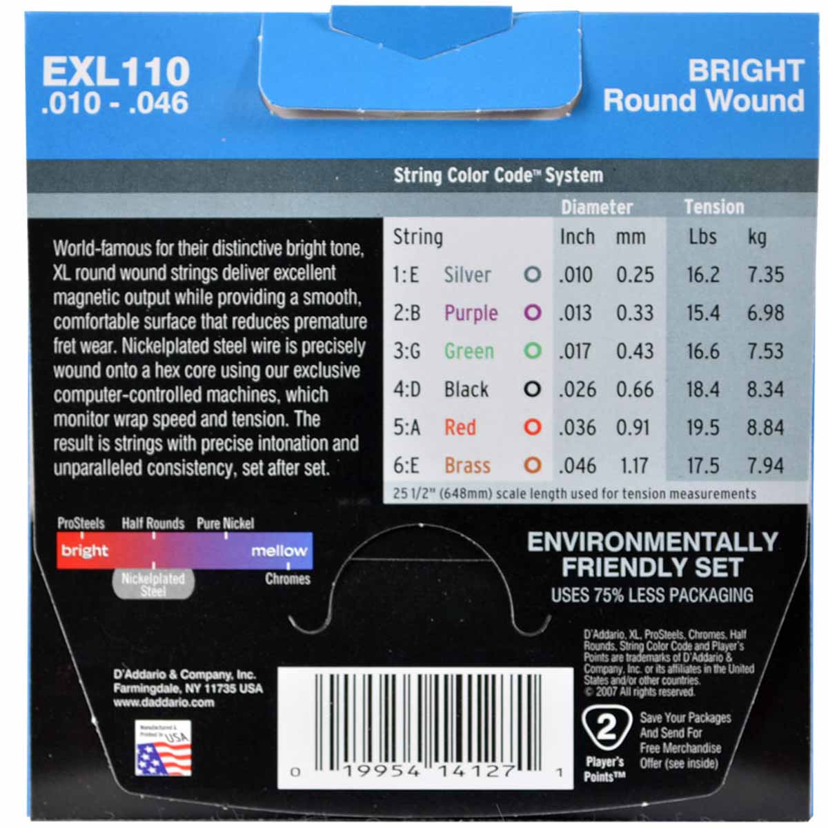 Encordadura D'Addario EXL-110 Guitarra Eléctrica Níquel