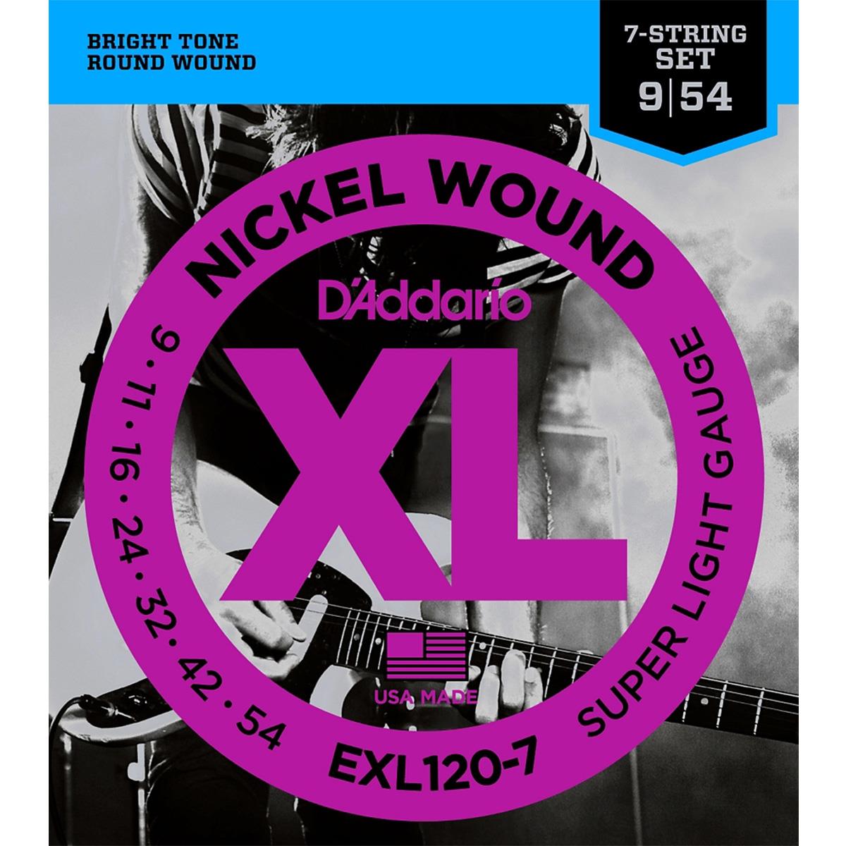 Encordadura D'Addario Guitarra Eléctrica 7 Cuerdas EXL-120-7