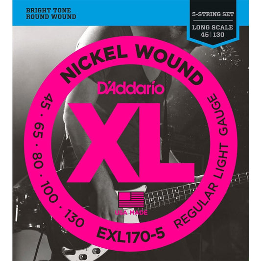 Encordadura D'Addario Bajo Eléctrico 5 Cuerdas EXL-170-5