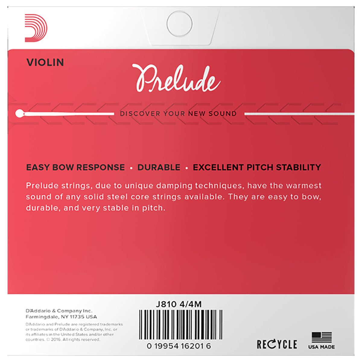 Encordadura D'Addario Prelude Violín J810 4/4 Tensión Media