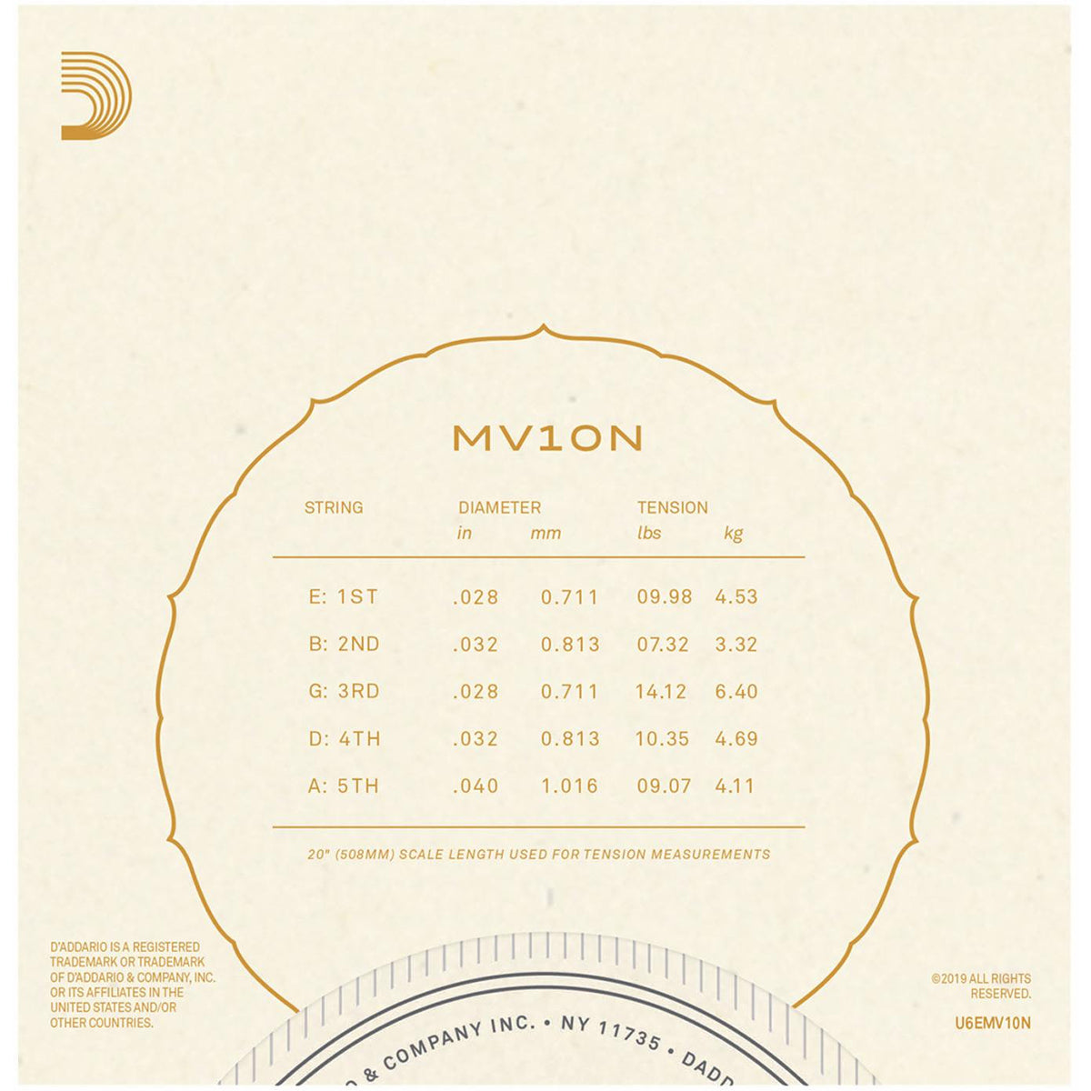 Juego de Cuerdas D'Addario Vihuela Nylon MV10N