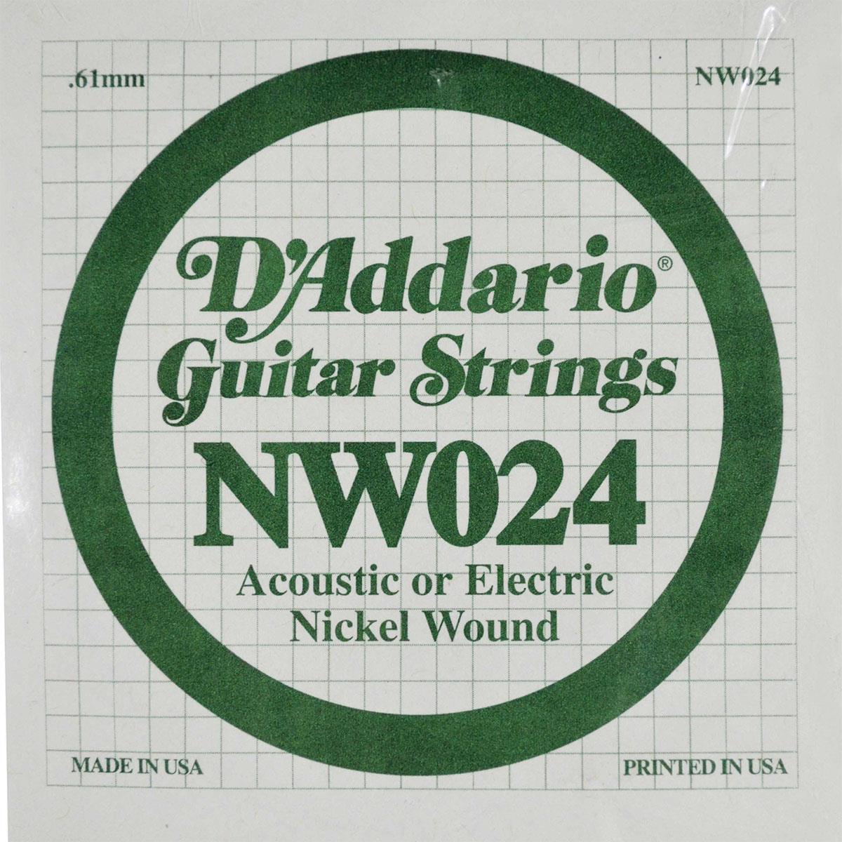 Cuerda Suelta D'Addario NW-024 Guitarra Eléctrica .024 Níquel
