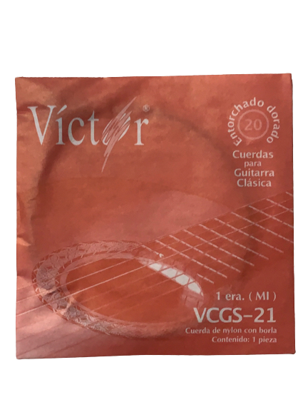Paquete de 6 Cuerdas Victor Guitarra Clásica Nylon Negro 1a