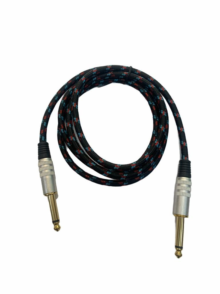 Cable Audio Planchado Plug 6,3 Mono Punta Dorada 1,5m