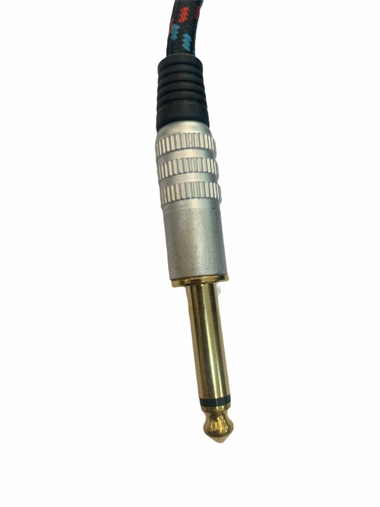 Cable Audio Planchado Plug 6,3 Mono Punta Dorada 1,5m