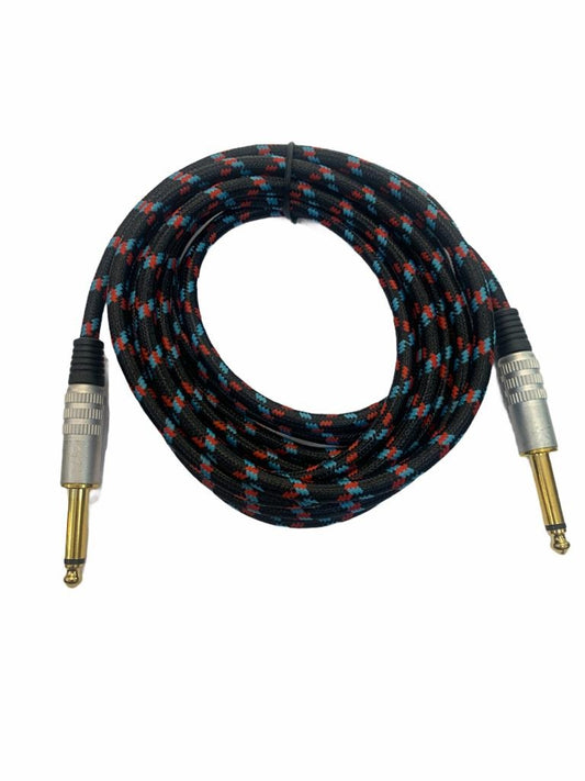 Cable Audio Planchado Plug 6,3 Mono Punta Dorada 3m