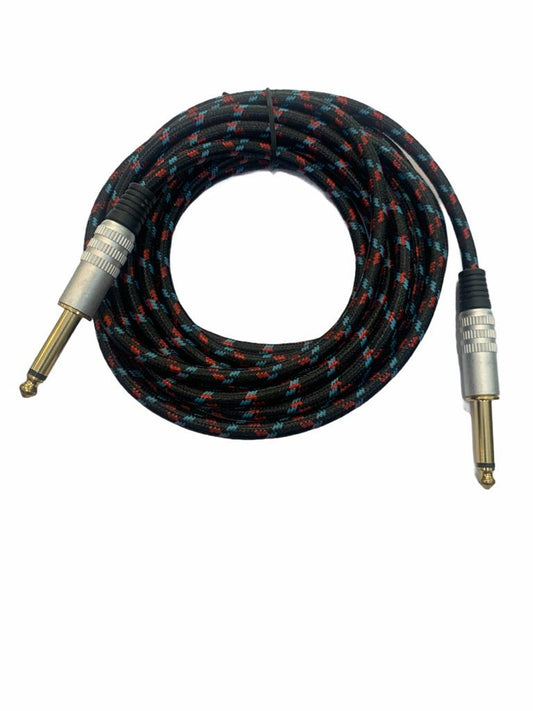 Cable Audio Planchado Plug 6,3 Mono Punta Dorada 5m