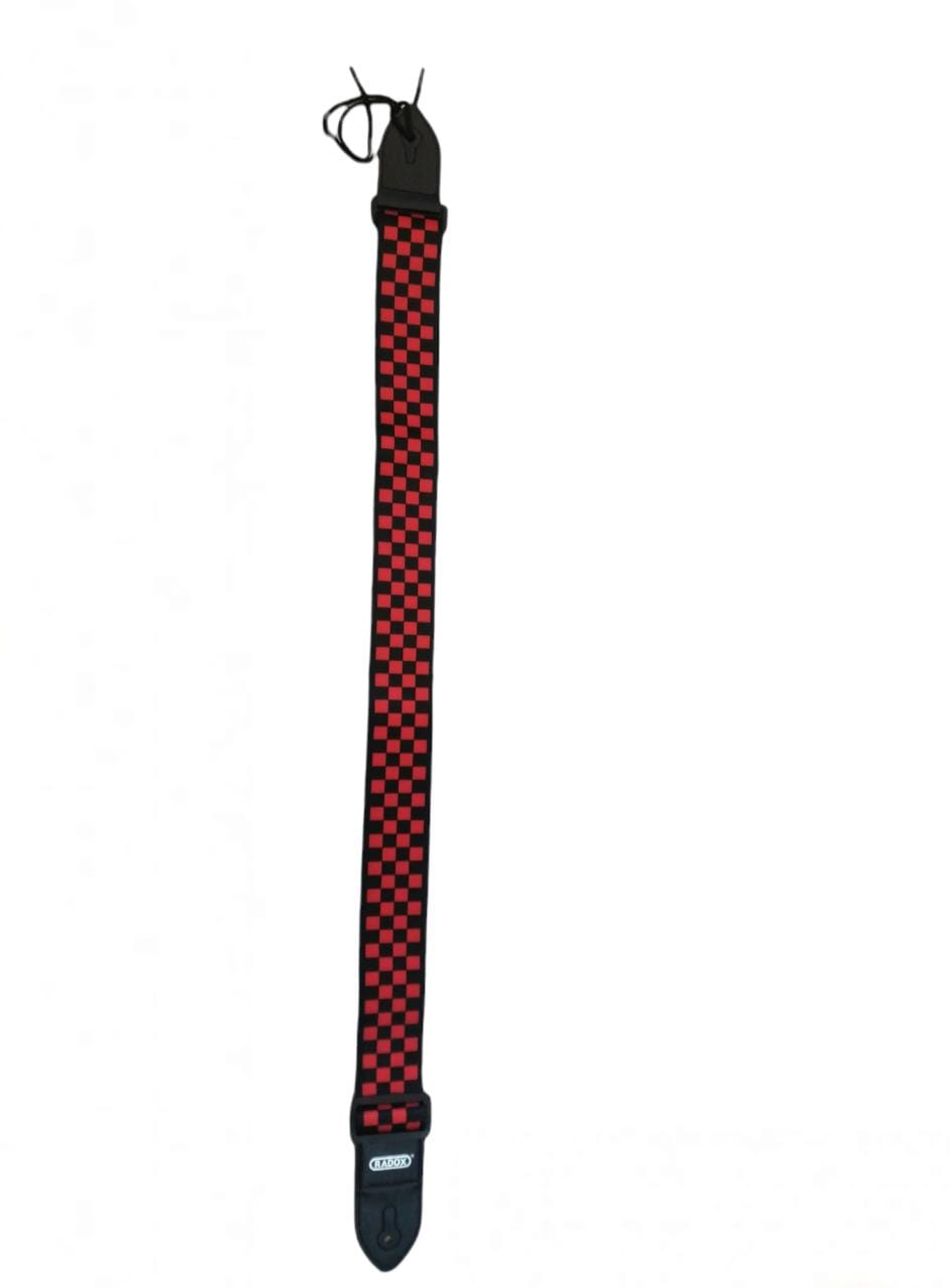 Correa para Guitarra Cuadros Negro/Rojo