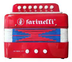 Mini Acordeon Infantil para Niño 7 Botones Farinelli Rojo