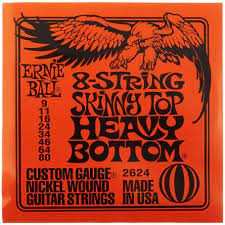 Encordadura Ernie Ball Skinny Top Heavy Bottom Guitarra Eléctrica 8 Cuerdas Níquel