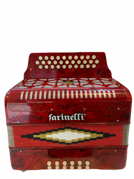 Acordeon de Botones Farinelli Rojo en Tono de Fa 3012far