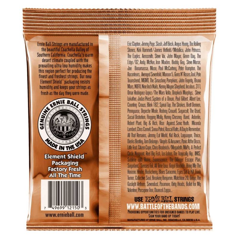 Encordadura Ernie Ball Guitarra Acústica Extra Slinky Fósforo Bronce .010-.050 2150