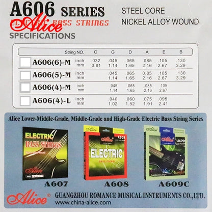 Juego de Cuerda Alice para bajo Eléctrico de 4 Cdas 45-105 ⌘ A606(4)-m
