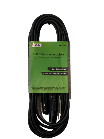 Cable para Microfono Xlr-xlr Plug Metalico Negro. 6m