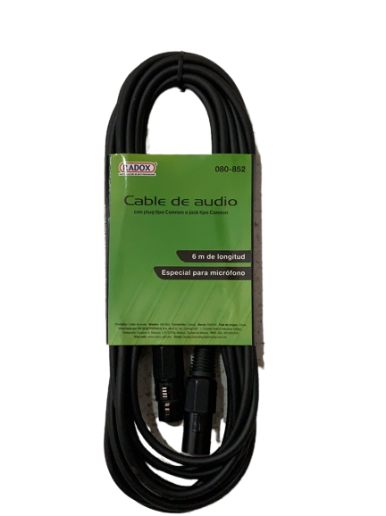 Cable para Microfono Xlr-xlr Plug Metalico Negro. 6m