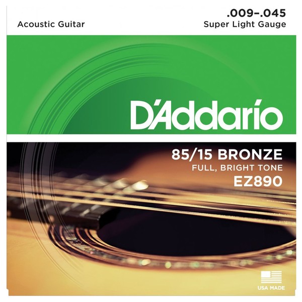 Encordadura D'Addario Guitarra Acústica EZ-890 Bronce 85/15 .009-.045