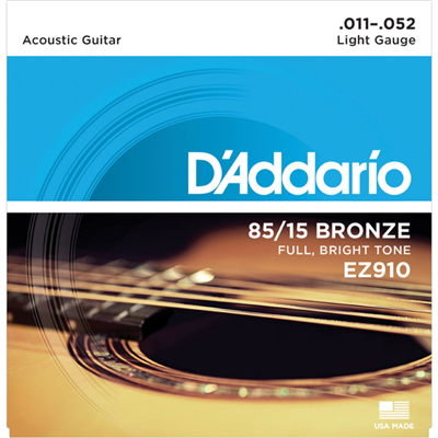 Encordadura D'Addario EZ-910 Guitarra Acústica Bronce 85/15 .011-.052
